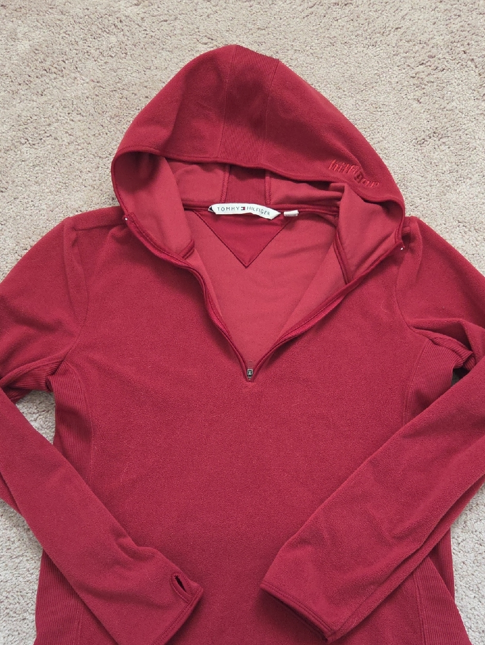 Tommy Hilfiger Deep Red Quarter-Zip Hoodie